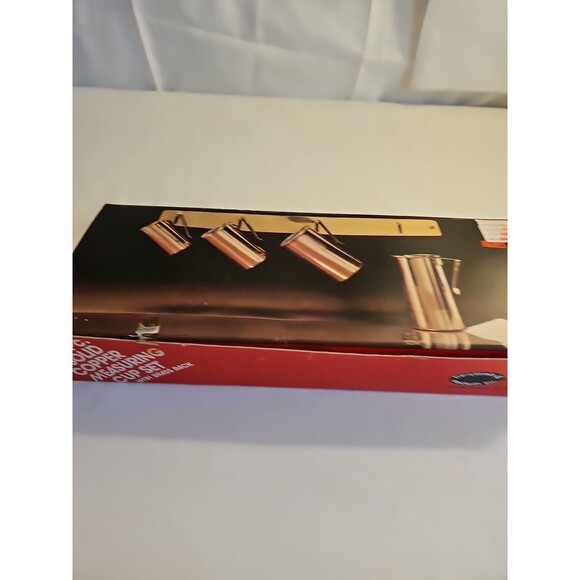 benjamin & medwin inc 4 pc solid copper measuring cup set with brass rack - Picture 4 of 7